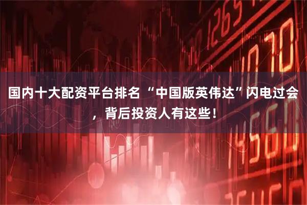 国内十大配资平台排名 “中国版英伟达”闪电过会,背后投资人有这些!