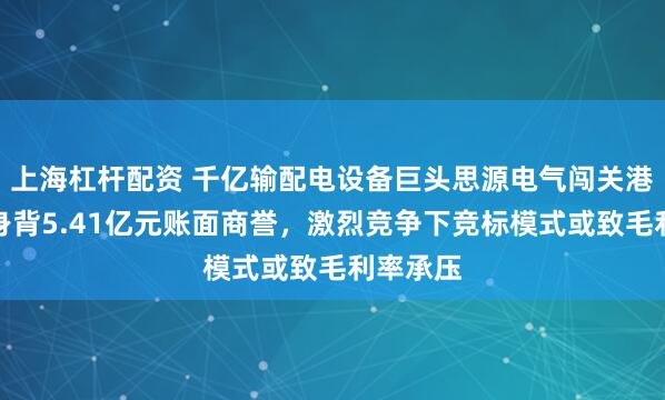 上海杠杆配资 千亿输配电设备巨头思源电气闯关港交所:身背5.41亿元账面商誉,激烈竞争下竞标模式或致毛利率承压